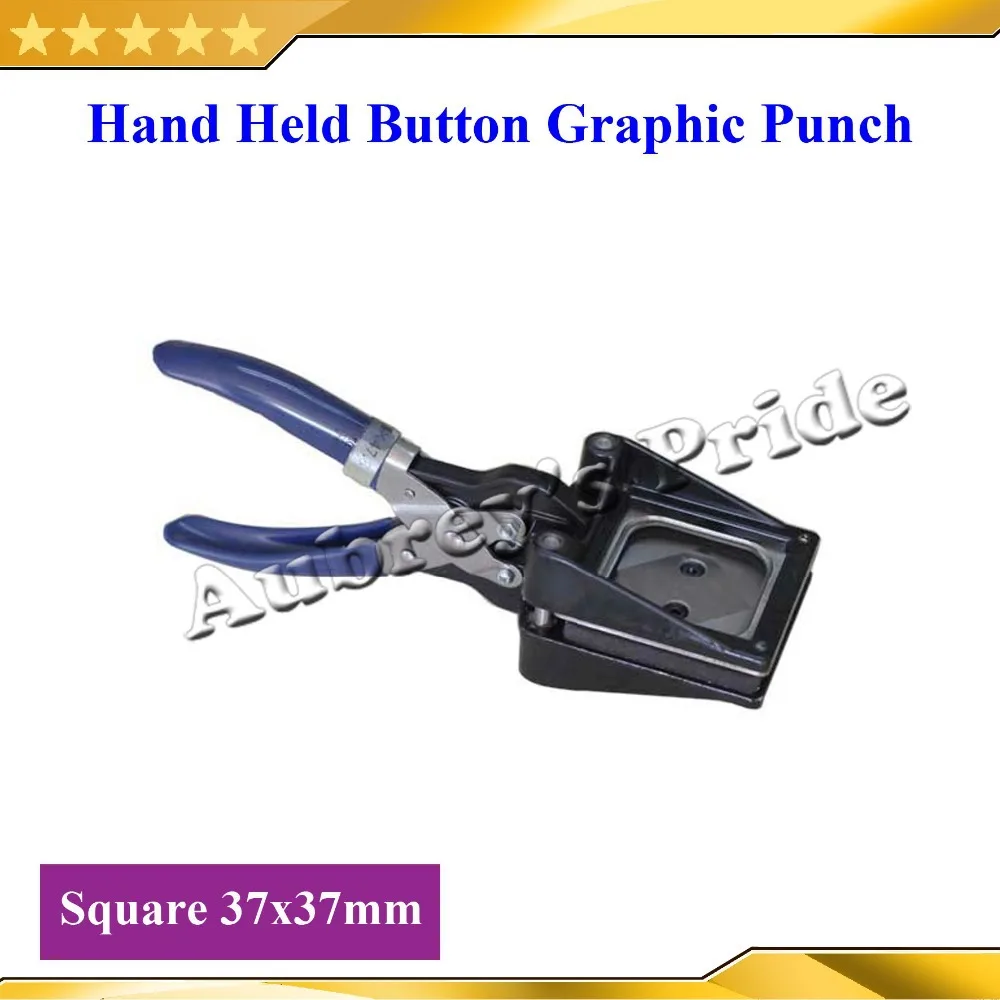 Square 37x37mm NEW Hand Held Manual Paper Graphic Punch Die Cutter for Pro Button Maker