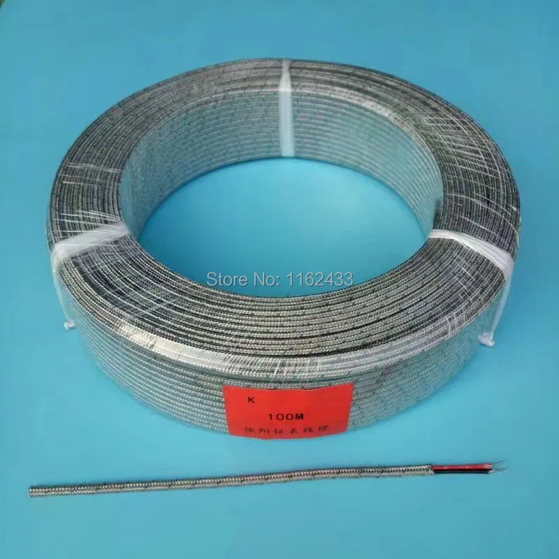 FTARE02 100m 0.8mm 1mm K thermocouple extension wire compensation wire cable for temperature sensor