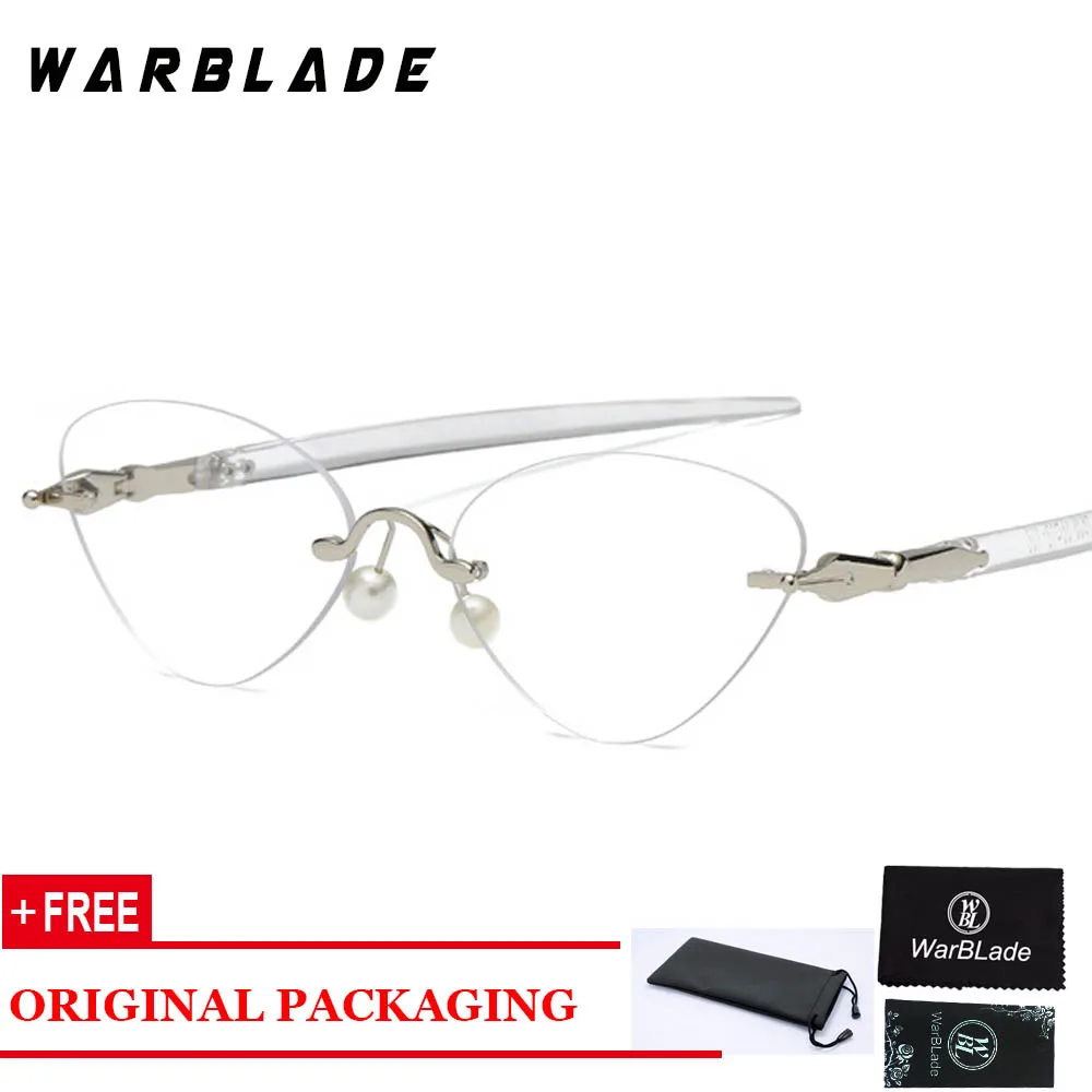 Vintage Titanium Eyeglasses Rimless Cat Eye Clear Lens Glass Transparent Eye Glasses Frames For Women Optical Spectacles Eyewear