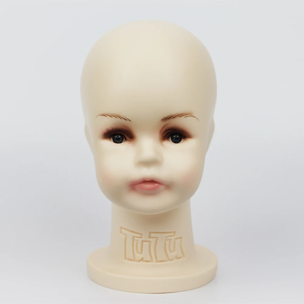 39 CM Unbreakable Realistic Plastic baby/kid mannequin dummy head for hat display manikin heads