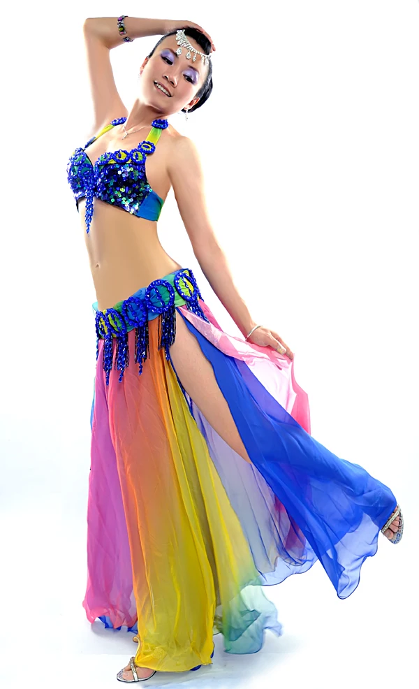 Tänzerin bauchtanz outfit set frauen Multicolor bauchtanz kostüm Leistung tragen bauchtanz kleidung bauchtanz bh rock
