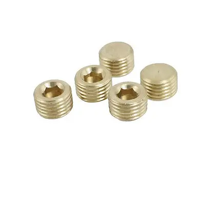 

5Pcs Brass Internal Hex Head Socket 1/4" PT Thread Pipe Plug Fitting