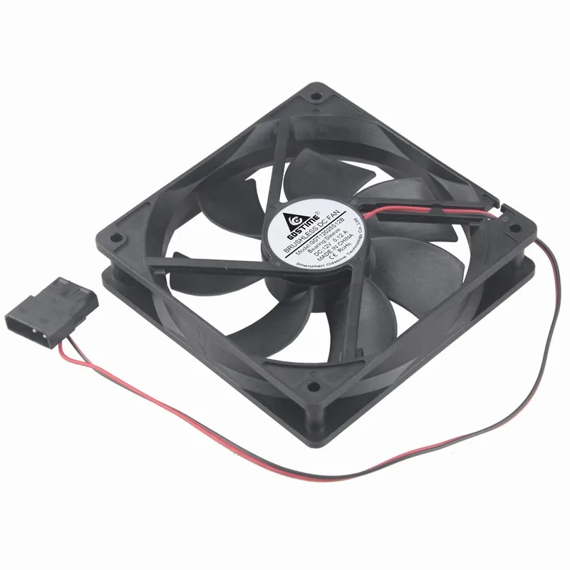 1 pcs Gdstime 4Pin 5 inches 120x120x25mm 12V Mute Plastic Brushless Computer DC Cooling Fan 120mm x 25mm 12025 Two Wires