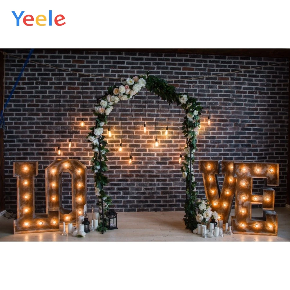 

Yeele Wedding Love Photography Backdrop Brick Wall Light Baby Birthday Party Photo Vinyl Backgrounds Photocall For Photo Studio