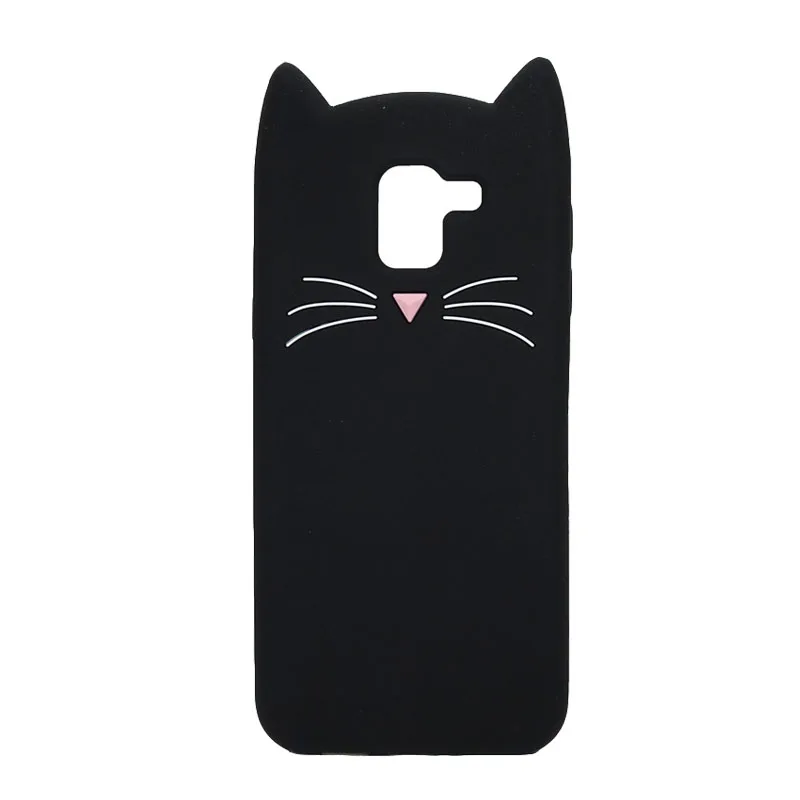 3D Bearded Cat Ears Phone Case For Samsung Galaxy J4+ J4Plus J5Pro S7edge Cute Cartoon Moustache Cat Soft Silicone Back Cover