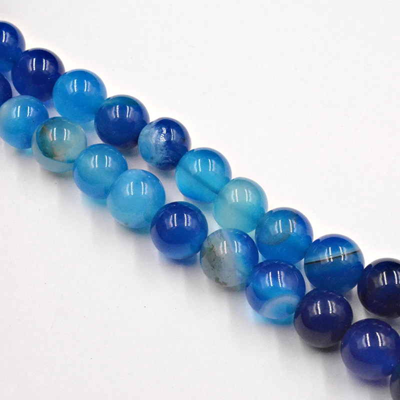 Natural Stone Blue Banded Stripe Onyx Agates Beads 4-12mm Loose Beads for Jewelry Making Bracelet DIY Free Shipping Strand 15''