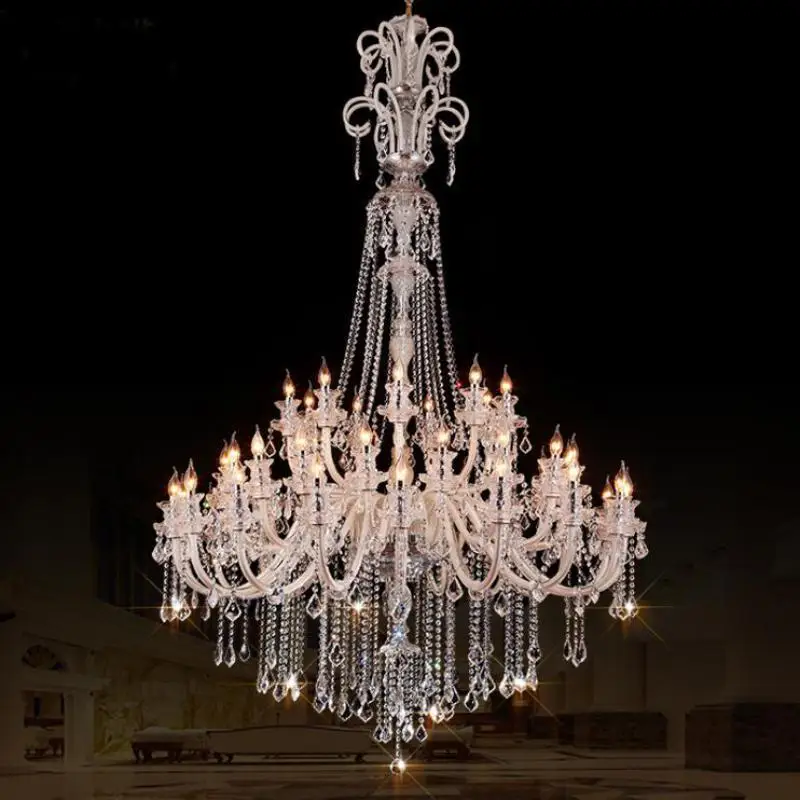 

Hotel D140cm Large Led Chandelier Crystal Pendant Fixture Lighting Church Living Room E14 45 Pcs Led Lustre light Chandeliers