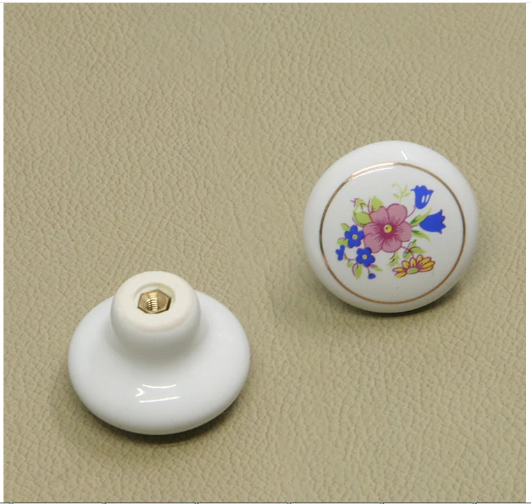 38mm Ceramic Round Single Knobs Cupboard Drawer Pull Kitchen Cabinet Door Wardrobe Furniture Hardware Handles 1PCS