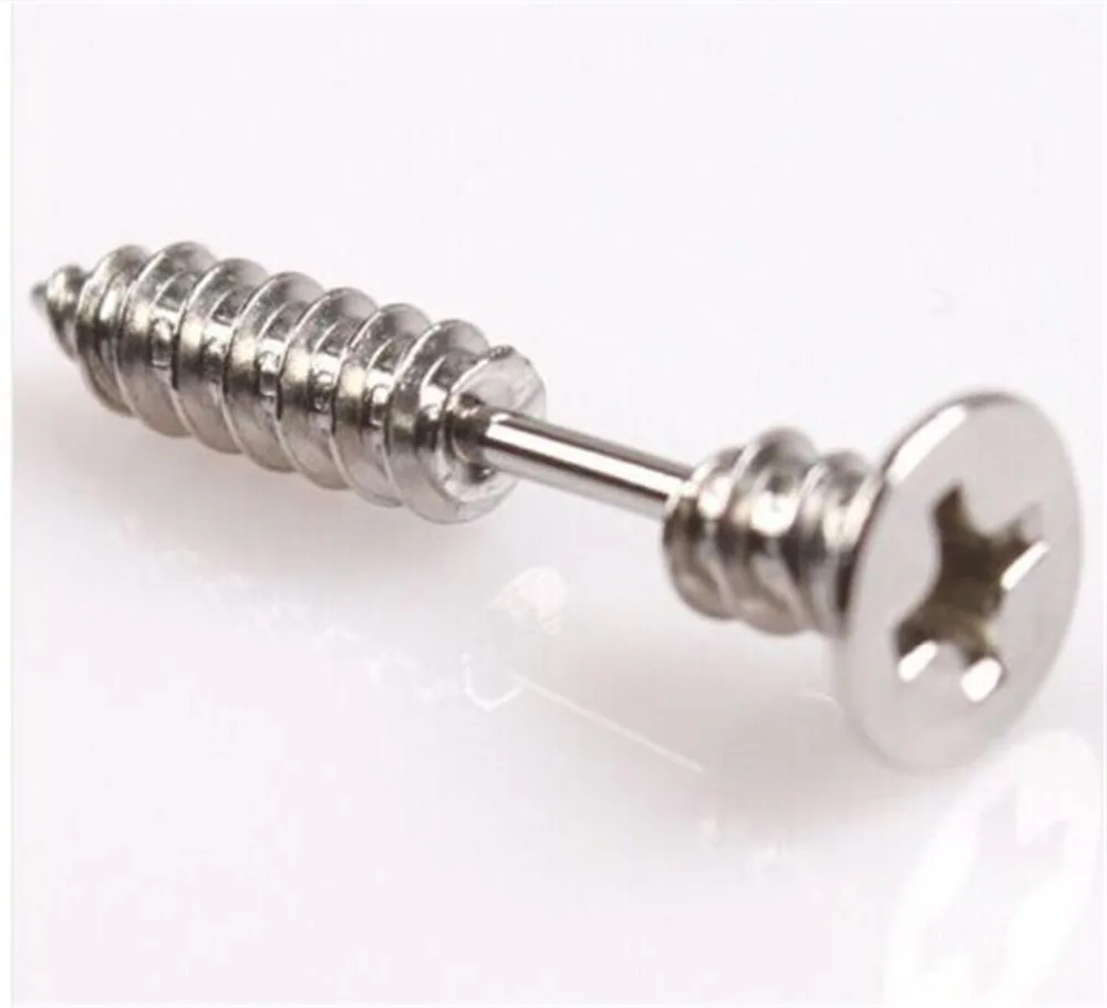 

Newest 60pcs Free Shippment Body Jewelry- Punk Stainless Steel Whole Screw Stud Earrings EMO Ear Stud For Men Women