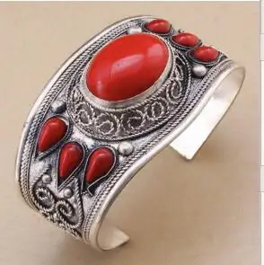 Hot-selling new multi-style hand-carved Longman Tibetan Silver Turquoise Cuff Bracelet Free shipping