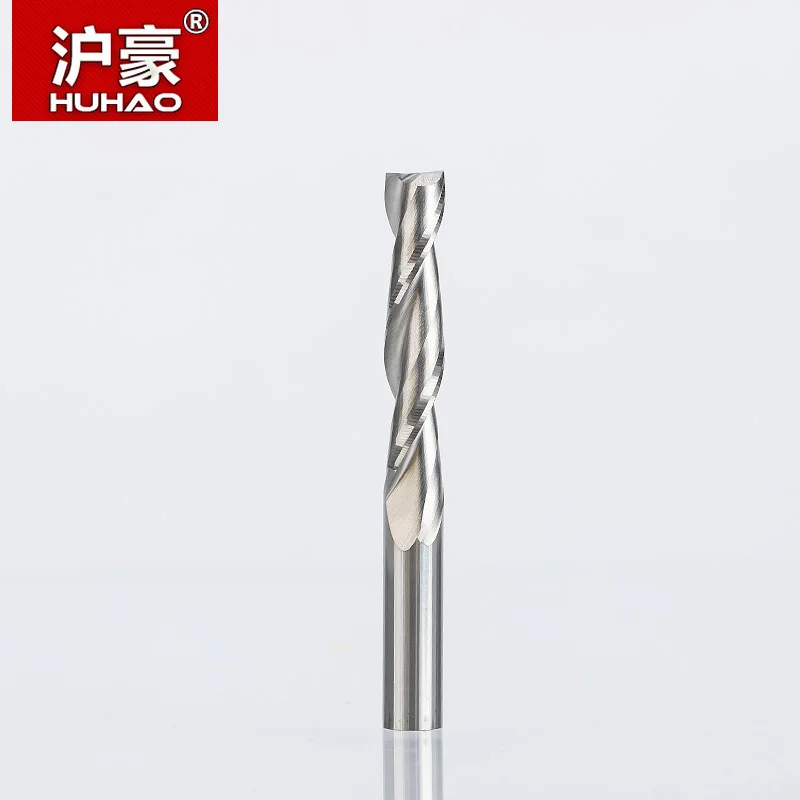 HUHAO 1 pc 6mm 2 Flautas Espiral com lâmina CEL 12-72mm Moagem carboneto de cortador de Fresa CNC router bits para madeira ferramenta router