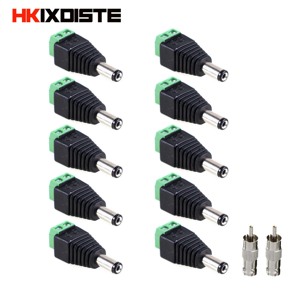 10 Pcs 5.5 x 2.1mm DC Power Male Jack Connector Adapter Plug for CCTV Camera