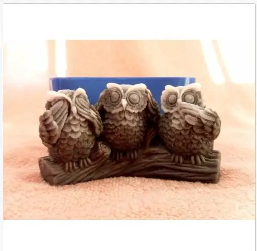 Three Owl Mold Silicone For Soap And Candles Makinganimal Mould Diy Craft Molds Silicone Rubber PRZY Eco-friendly 001