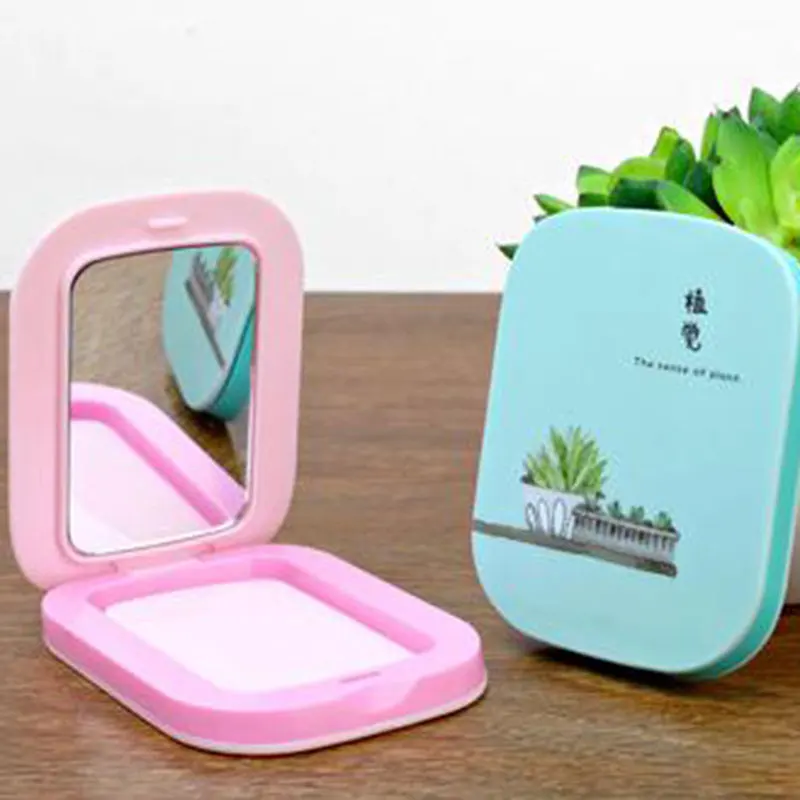 Mini Make Up Mirror Portable Folding Round Mirror With Comb Cute Beauty Mirror Set For Girls HUAMIANLI