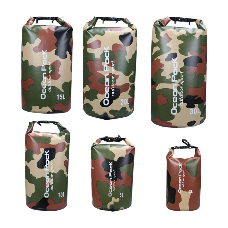 1pc Outdoor Water Resistant Waterproof Camouflage Dry Bag SackPack For Floating Camping River Trekking Bag 2L 5L 10L 15L 20L 30L