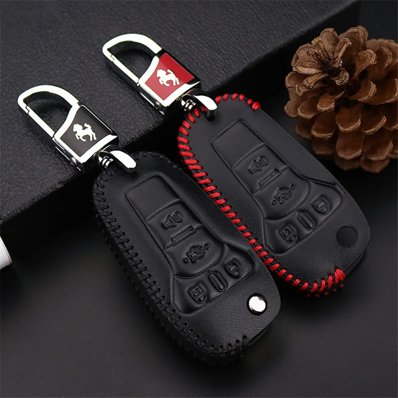 2017 New Real Leather Car Smart Key Cover Case For Ford Focus 2 3 Kuga Fiesta Mondeo MK3 MK4 MK2 Eco sport Key Chain Accessories