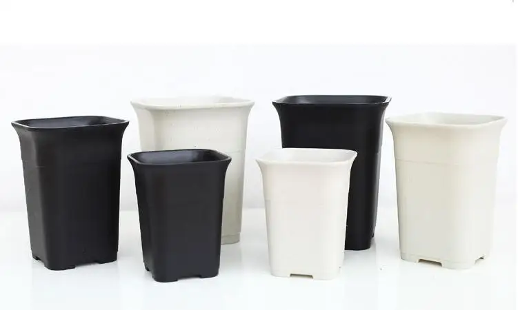 Black/White Color Plastic Square High Waist Vientiane Basin Succulent Flower Pots Scrub Thickening Container Garden