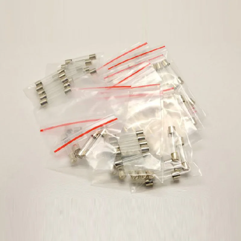 

Free Shipping 13valuesX20pcs=260pcs 6x30 Glass Fuse Assorted Packs 6*30 250V 0.5A-30A Glass Fuses Kit