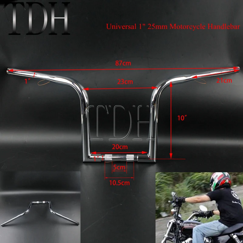 

Universal Motorcycle 1" 25mm Chrome Iron Handlebars Z-Bar For Harley Chopper Sportster For Suzuki Street Road Cruiser Touring