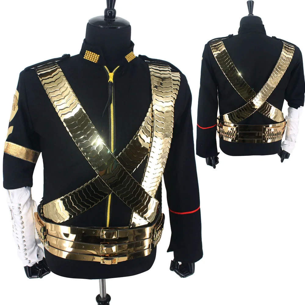 Rare Michael Joseph Jackson Classic JAM Jacket & Metal Belt Bullet Punk Exactly Same Collection Halloween Costumes Show