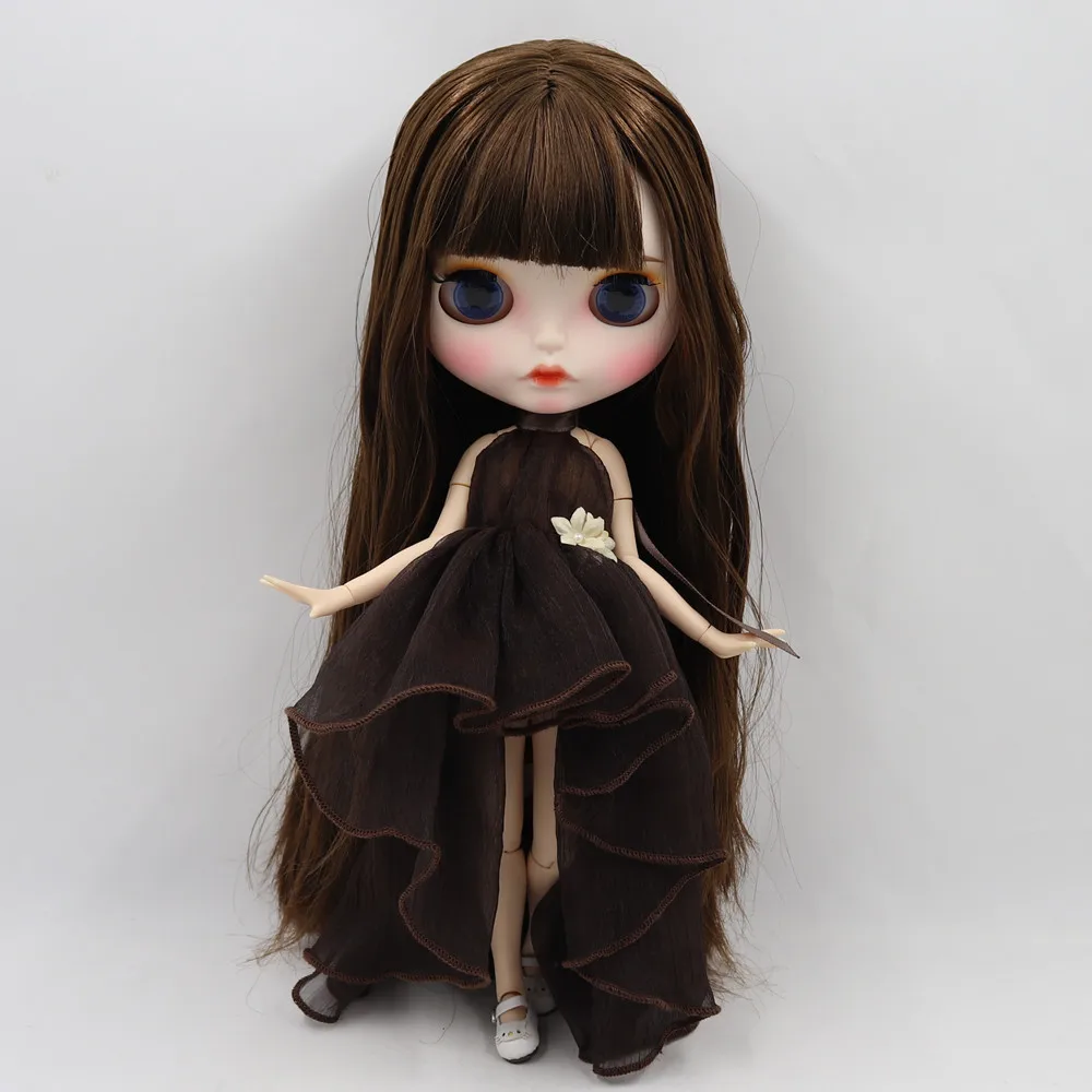 ICY DBS Blyth doll 1/6 bjd customized face with brown hair nude joint body for girl gift toy BL0521