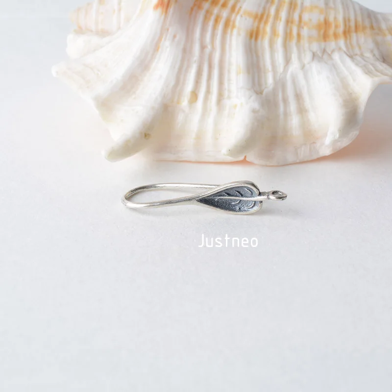 ear hook, solid 925 sterling silver leaves Shaped earring wire hooks, Thai Silver earring findings components, Jewelry DIY