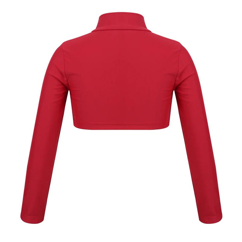 Kids Girls Long Sleeves Dancing Crop Top Casual Cropped Sweatshirt Tops for Girls Cheer Ballet Gym Costume Ballroom Dancewear