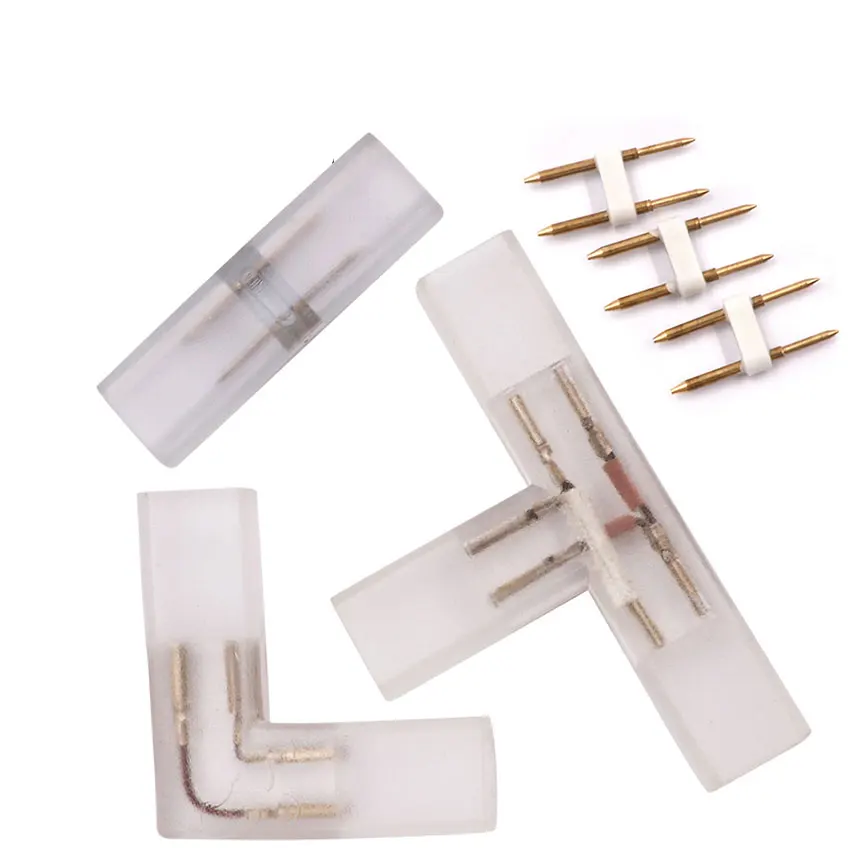 2 pin L T shape Corner connector middle plug With Copper needle for 110V 220V LED Strip 5050 3014 2835 single color Dropshopping