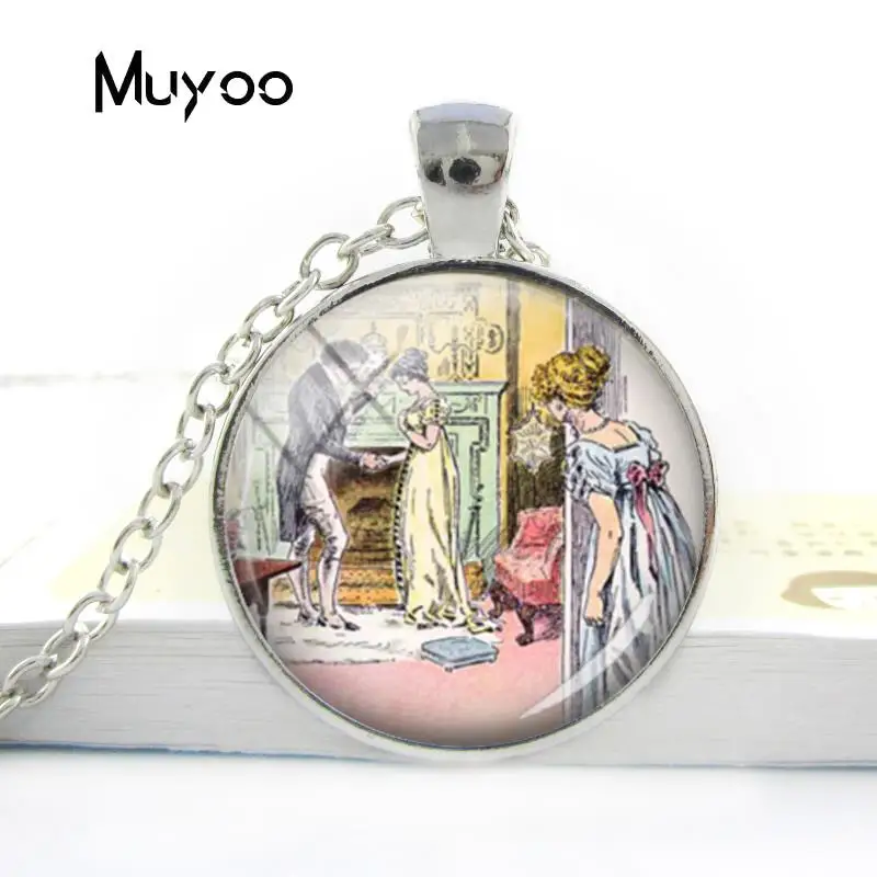 2018 New Design Pride and Prejudice Necklaces Jane Austen Round Necklace  Glass Cabochon Pendant Necklaces Handmade Jewelry