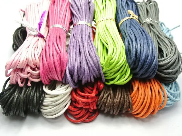 120 Meters Mixed Color Waxed Cotton Beading Cord Thread Line 2mm Jewelry String