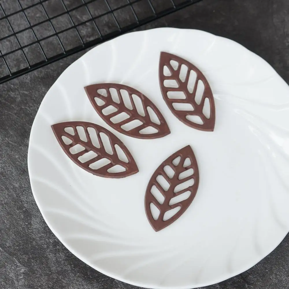 Hollow Out Leaf Shape Silicone Mold Cake Decorating Tools Leaves Shape Chocolate Transfer Sheet Baking Stencil Chablon