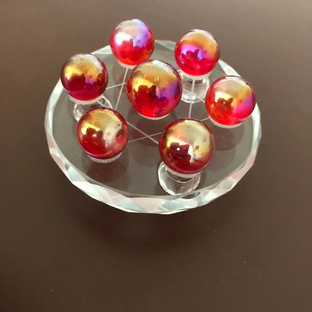 7pcs Brand new 100% natural red plating color red crystal ball lattice seven powder crystal ball treatment crystal ball