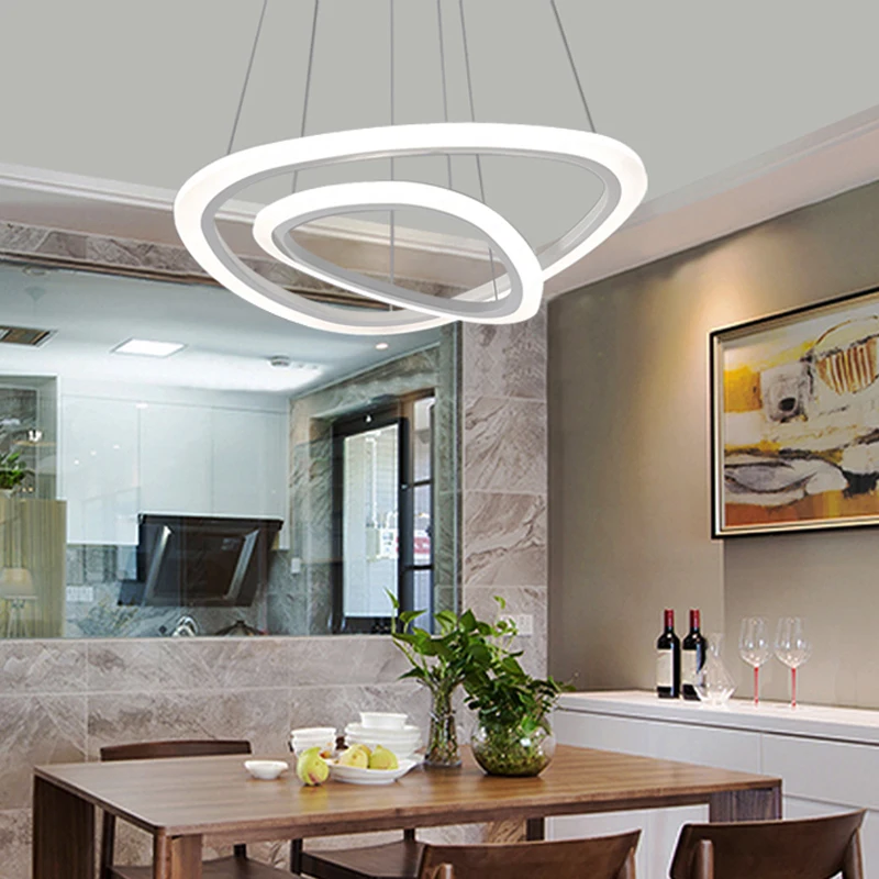 Nuovo Moderne luci a sospensione per la sala da pranzo 4/3/2/1 Cerchio Anelli in acrilico LED apparecchi di illuminazione Lampada Da soffitto