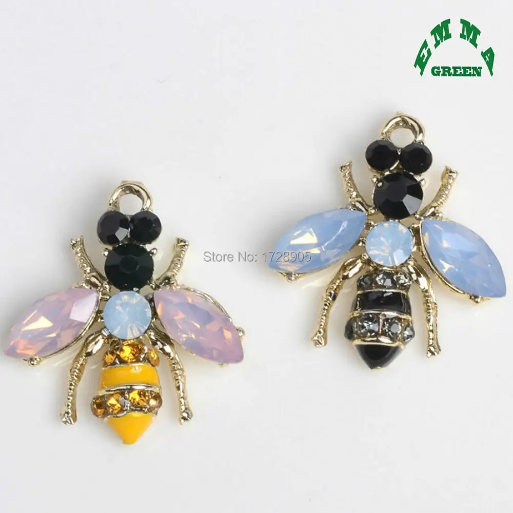 

Crystal Bee Charms Pendant for Jewelry Making 10pcs Vintage Rhinestone Honeybee Insect Metal DIY Necklace Accessories