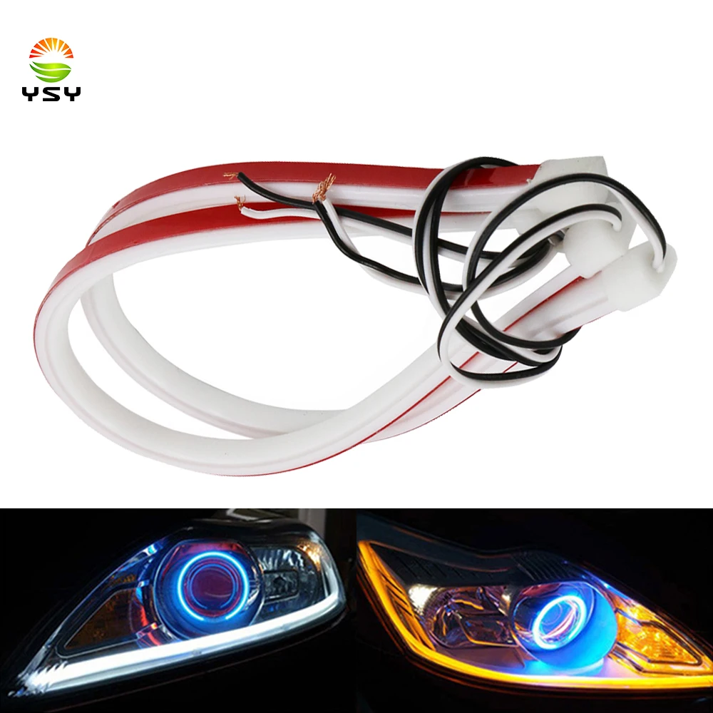 

YSY 10pcs Flexible DRL LED Daytime Running Light Soft Tube Guide Angle Eyes 30CM LED Strip Auto Lamp for Car Headlight Assembly