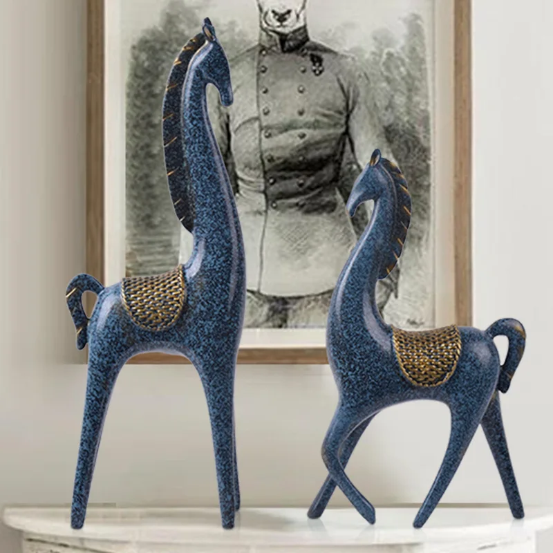 2pcs Set Resin Crafts, Scandinavian Household Crafts, Horse Ornaments, Wedding Gifts, Creative Gifts  Home Decoration Figurine
