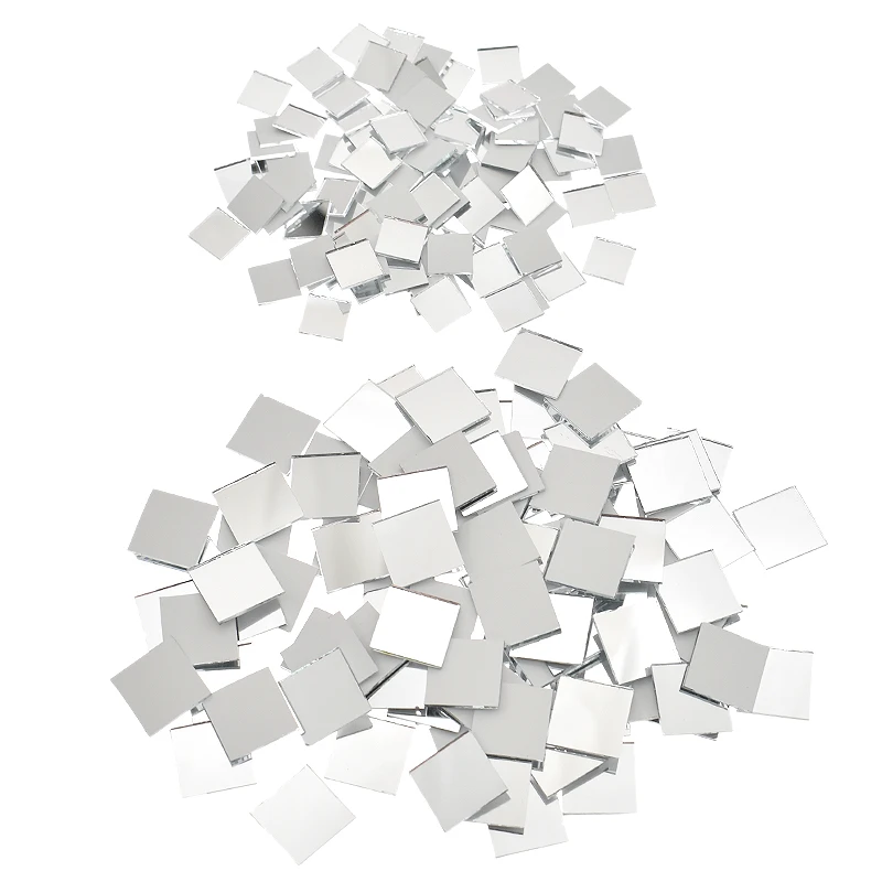 100PCS Glass Mirror Mosaic Small Square Tiles Bulk DIY Craft Supplies Decoration Artwork Handmade Materials