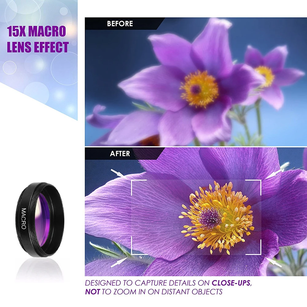 APEXEL Professional HD Camera Lens Kit 0.45X Wide Angle 12.5X Macro Lens Mobile Phone Lens for iPhone 6s plus 7 8 Samsung Huawei