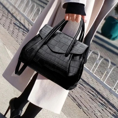 NEW High quality Brand Designer Handle Tote Women Bag Crocodile Handbag Vintage Large Shoulder Messenger Bag Brand Bag Female