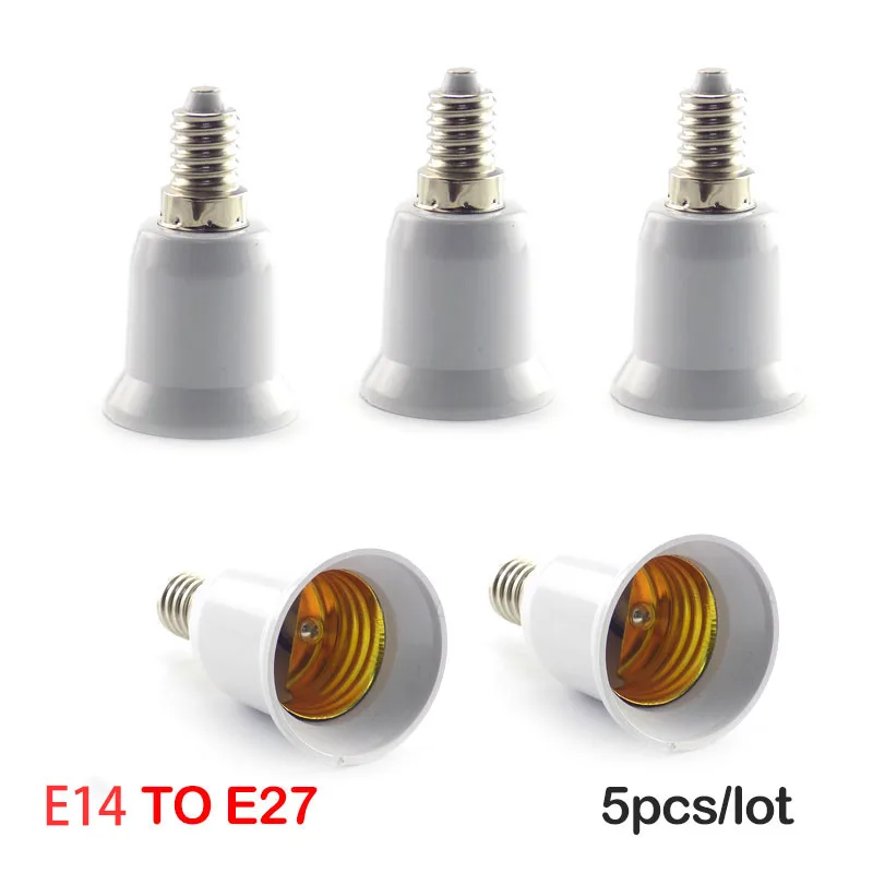 

5PCS E14 to E27 Lamp Bulb Socket base Holder Converter 110v 220V Light Adapter Conversion Fireproof home room Lighting