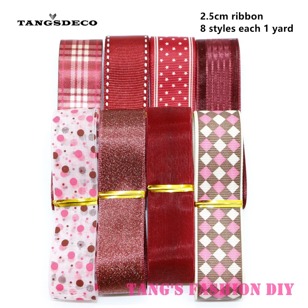 High Quality Dark Red Color Mix Ribbon Set/Wine Red ribbon Set/ DIY Ribbon Set