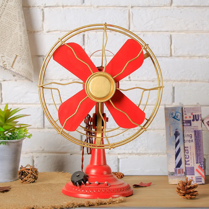 Retro Iron Art Electric Fan Model Home Furnishings Creative Cabinets Decoration Handicrafts Gifts Simulation Photography Props