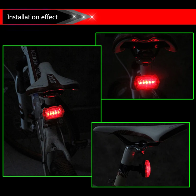 LED Bike Light 5 LED Rear Tail Daytime Running Light Red Bike Bicycle Back Light Rear Tail Parking Light