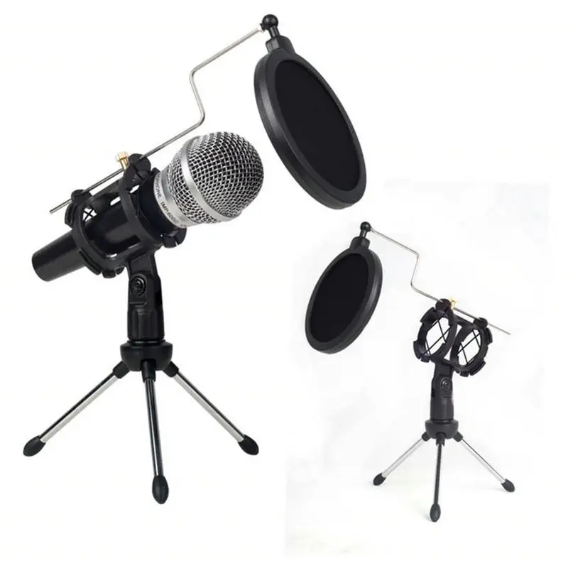 PS-05 Регулируемая студийная конденсаторная подставка с микрофоном, настольный штатив для микрофона, держатель микрофона с крышкой фильтра ветрового стекла