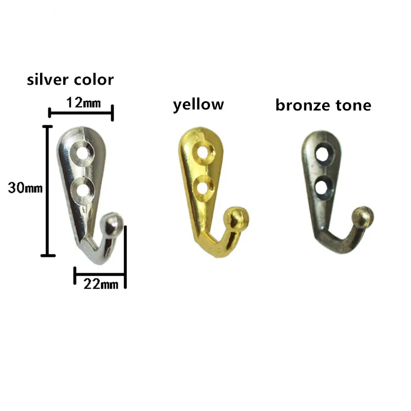 Wall Hooks,Clothes Hat Bathroom Apartments Mini Hook Bronze Tone With 2 Holes,Zinc Alloy,30*12*22mm