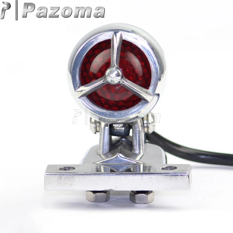 Pazoma Billet Aluminum Rear Brake Taillight LED Tail Lights For Harley Choppers Old School Motorcycle Tail License Plate lamp