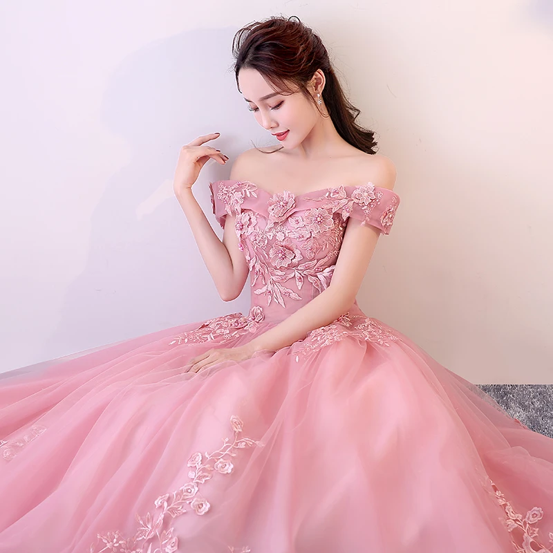 Red Pink Quinceanera Dresses Off The Shoulder Appliques Beading Vestidos De Gala Largos Prom Dress Puffy Masquerade Ball Gowns