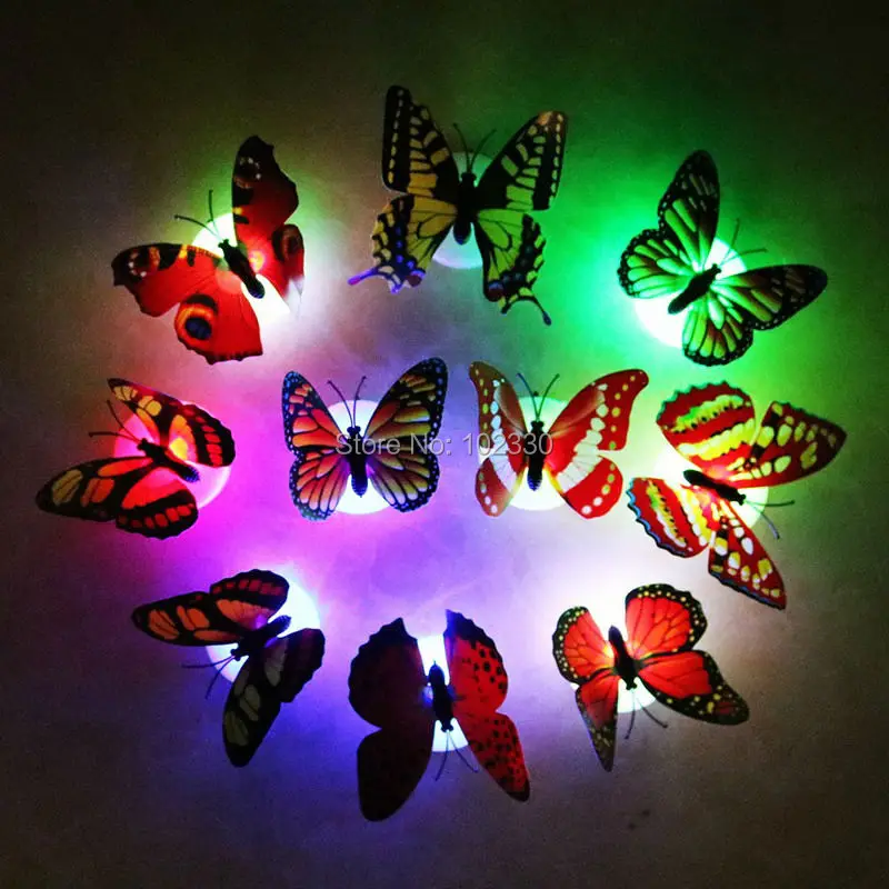 Flashing Colorful Butterfly night light Indoor lighting decorations Party Christmas Nightlights with retail box S201744