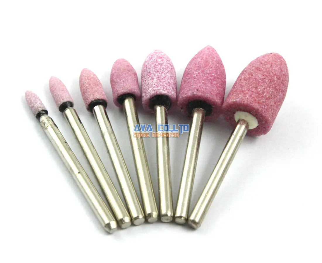 1 Set 7 Pieces Bullet Mounted Point Aluminum Oxide Abrasive Grinding Stone Bit 3mm Shank