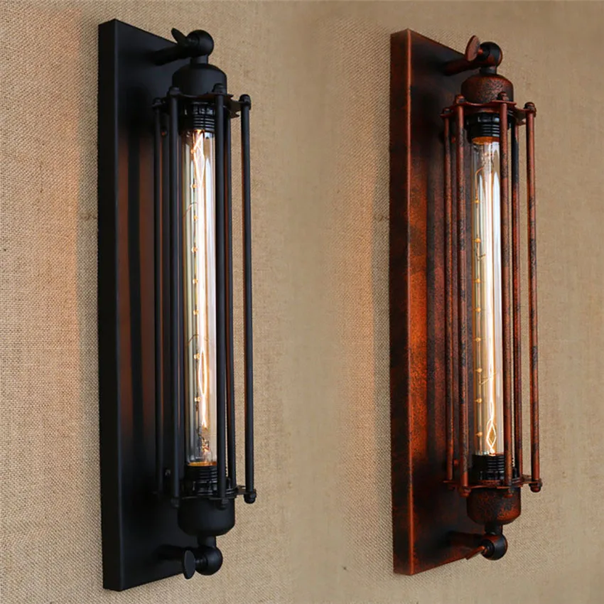 Loft Style Black/Rust Antique Industrial lighting Iron Edison Wall Lamp,Bedside Wall Light Deco for bar coffee home Lighting